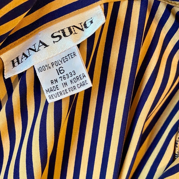 Vintage long sleeve tan and navy midi dress - Picture 7 of 7